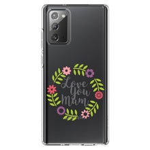 DistinctInk® Clear Shockproof Hybrid Case for Apple iPhone / Samsung Galaxy / Google Pixel - Love You Mum - Floral Border