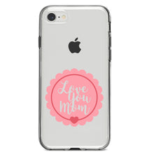 DistinctInk® Clear Shockproof Hybrid Case for Apple iPhone / Samsung Galaxy / Google Pixel - Love You Mom - Pink Ribbon