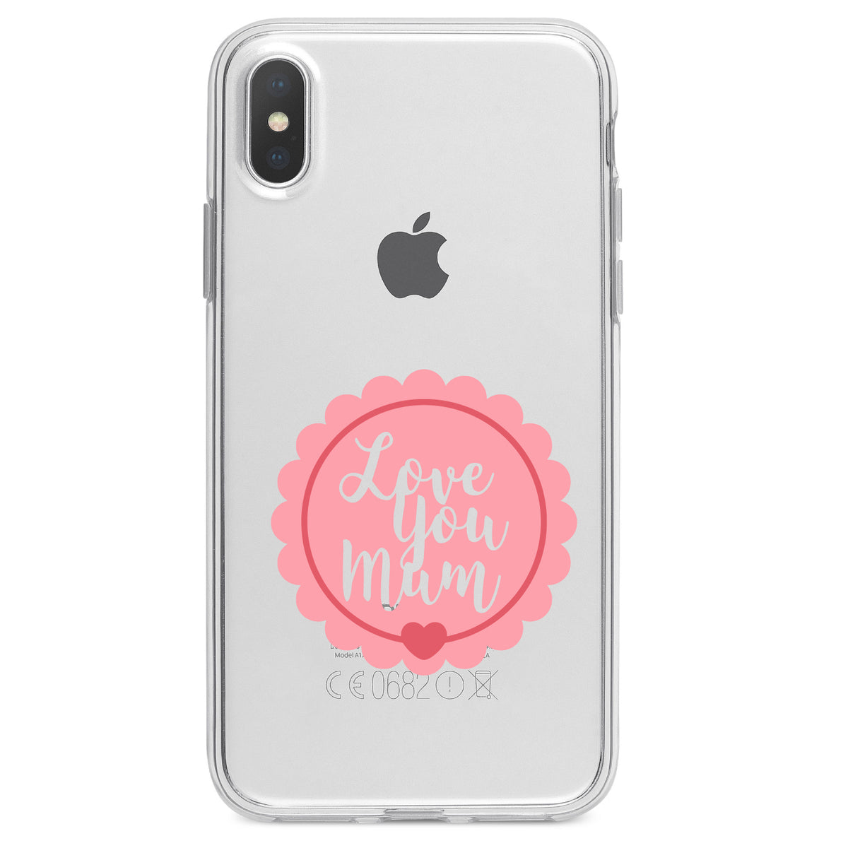 Love You Mum, Pink Ribbon Clear Shockproof iPhone Case, view 2