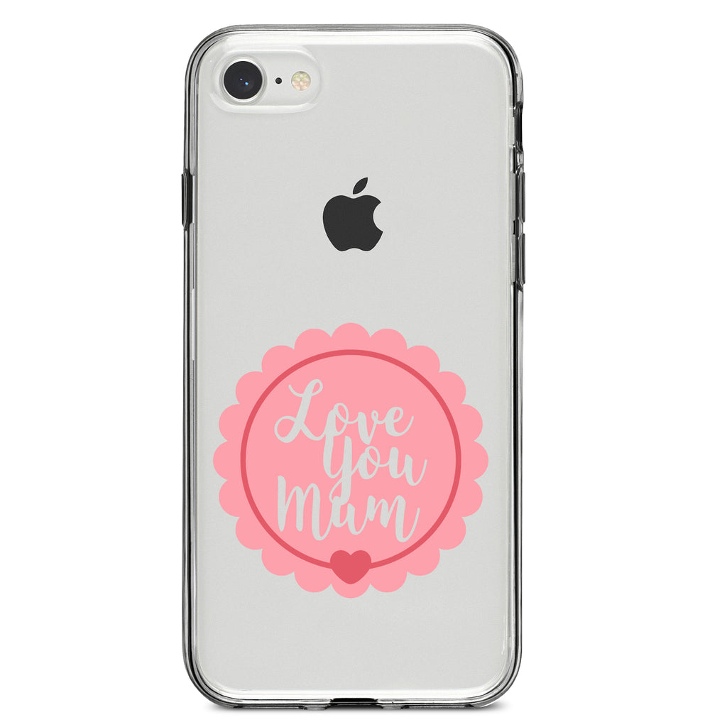 Love You Mum, Pink Ribbon Clear Shockproof iPhone Case, view 5
