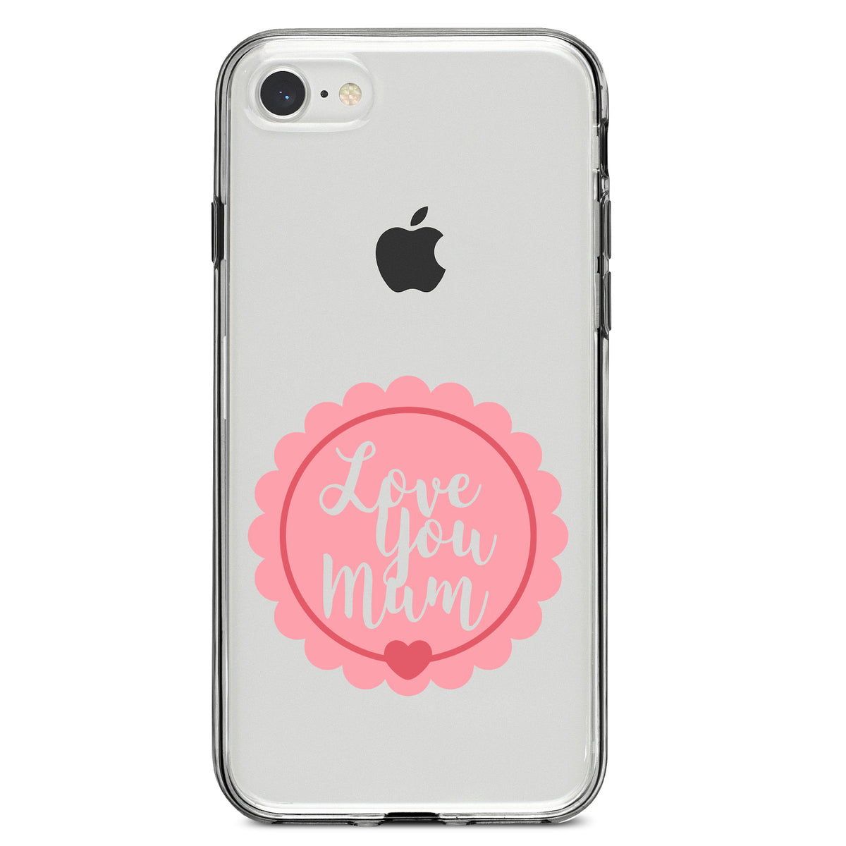 Love You Mum, Pink Ribbon Clear Shockproof iPhone Case, view 5