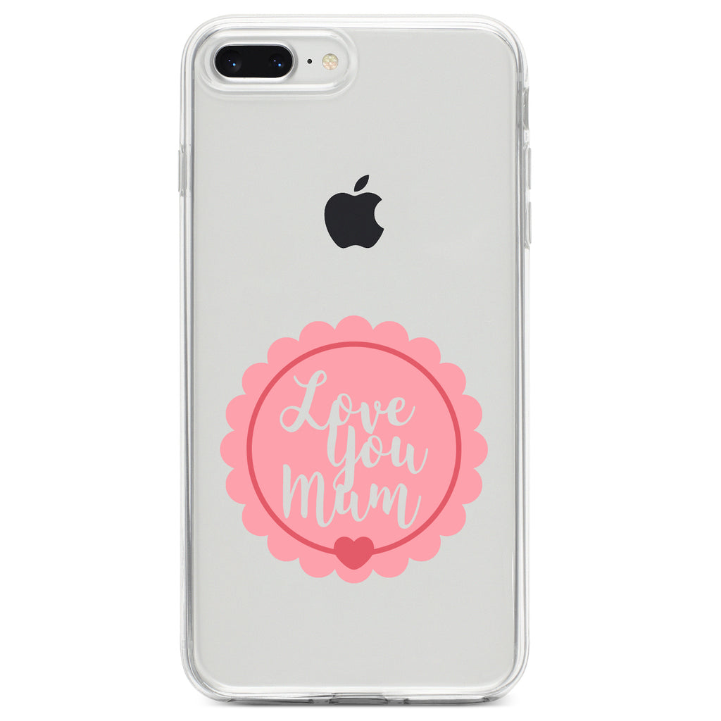 Love You Mum, Pink Ribbon Clear Shockproof iPhone Case, view 6