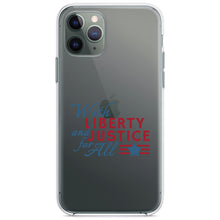 DistinctInk® Clear Shockproof Hybrid Case for Apple iPhone / Samsung Galaxy / Google Pixel - With Liberty and Justice For All