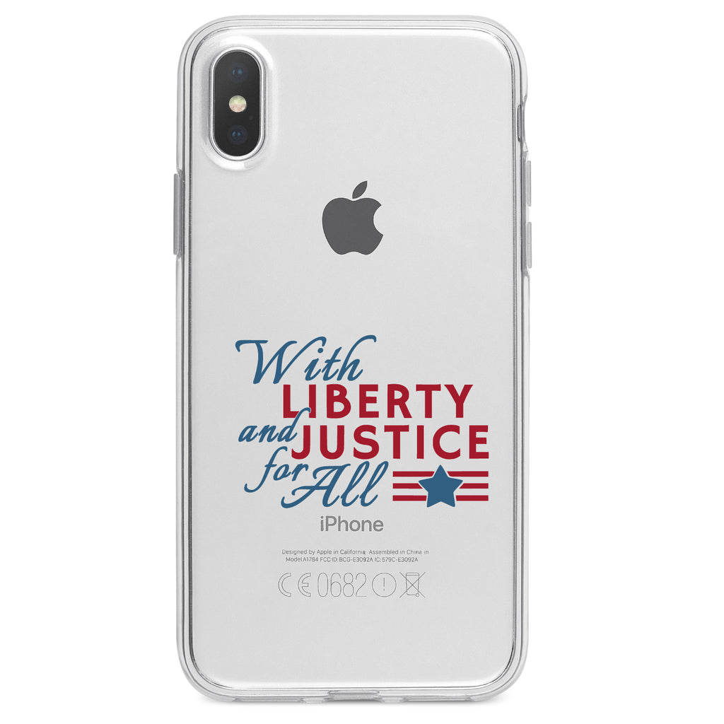 With Liberty and Justice For All Clear Shockproof iPhone Case, view 2