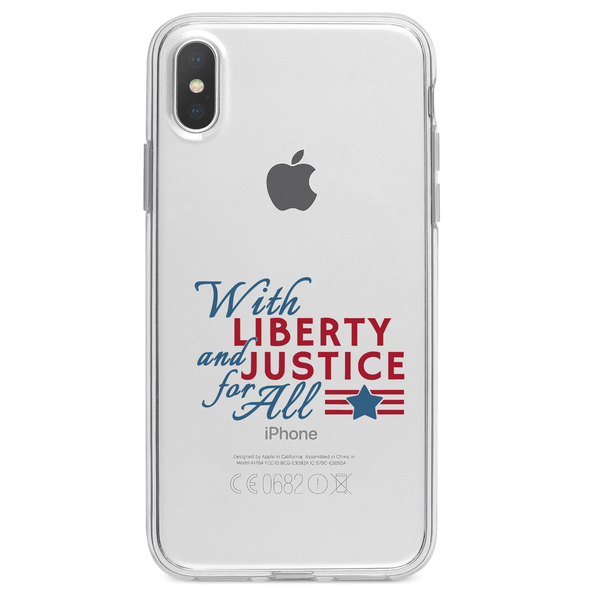 With Liberty and Justice For All Clear Shockproof iPhone Case, view 4