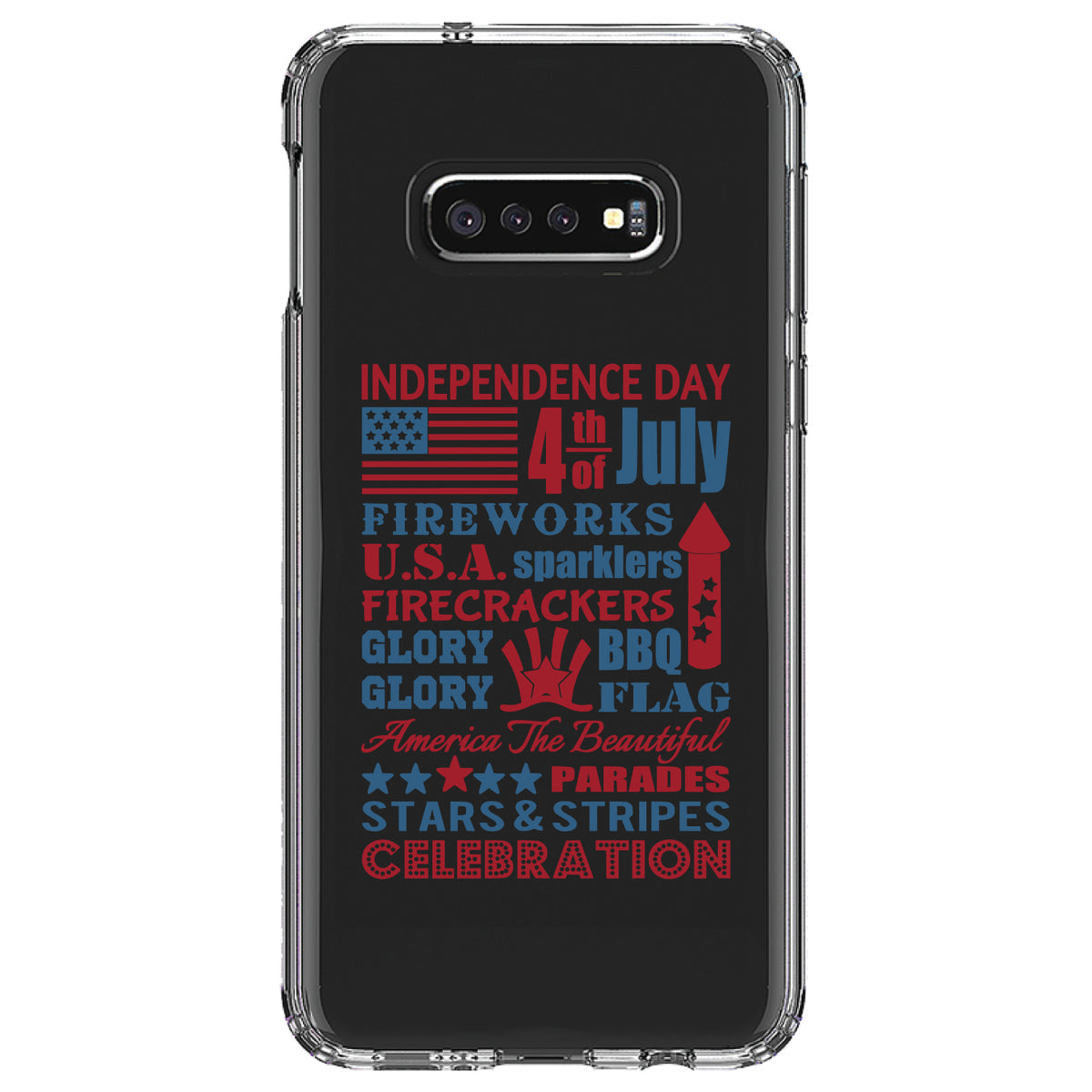 Independence Day Word Art Clear Shockproof iPhone Case, view 18