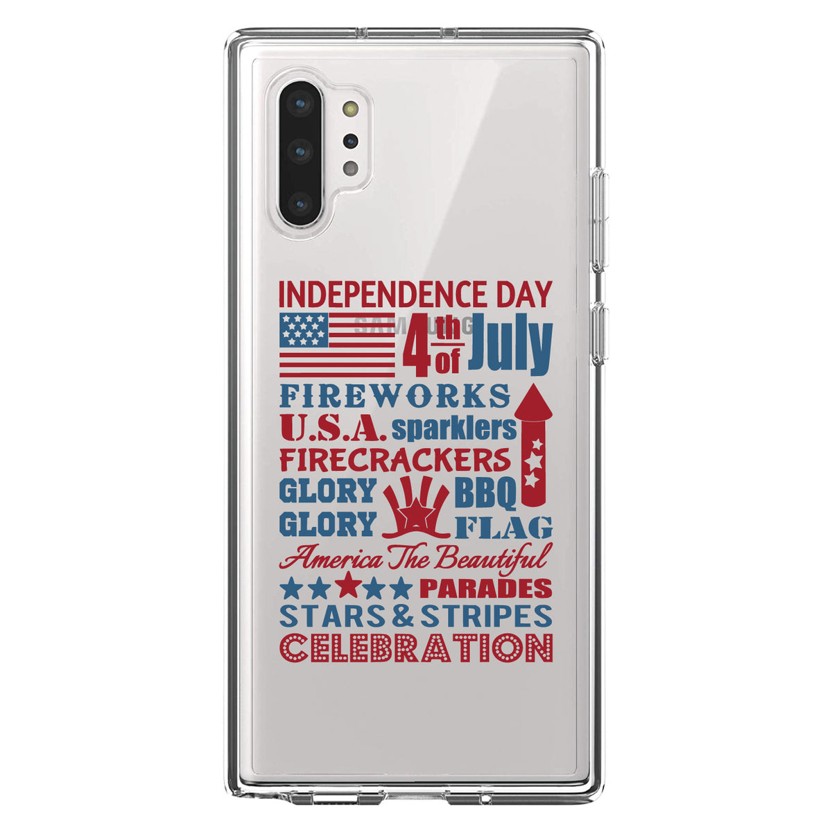 Independence Day Word Art Clear Shockproof iPhone Case, view 10