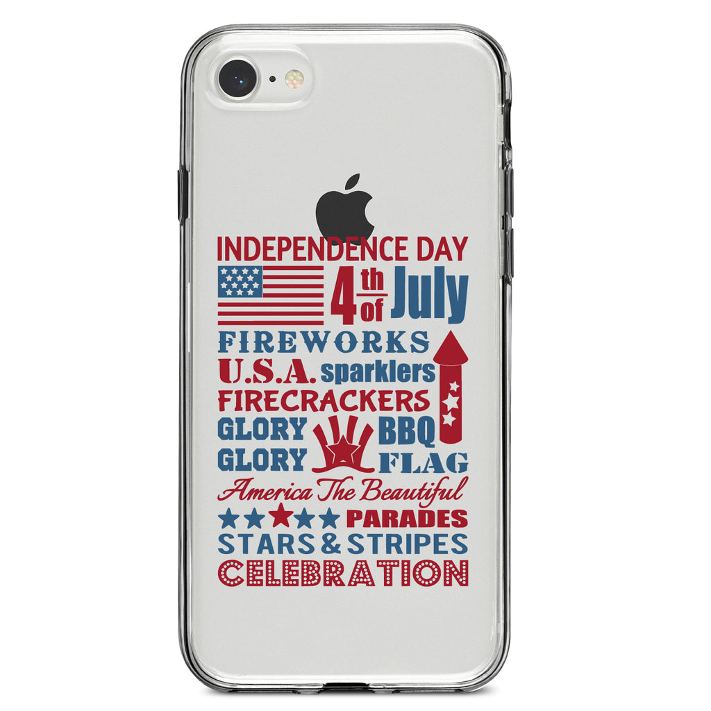 Independence Day Word Art Clear Shockproof iPhone Case, view 5