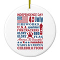 Independence Day Word Art Ceramic Ornament