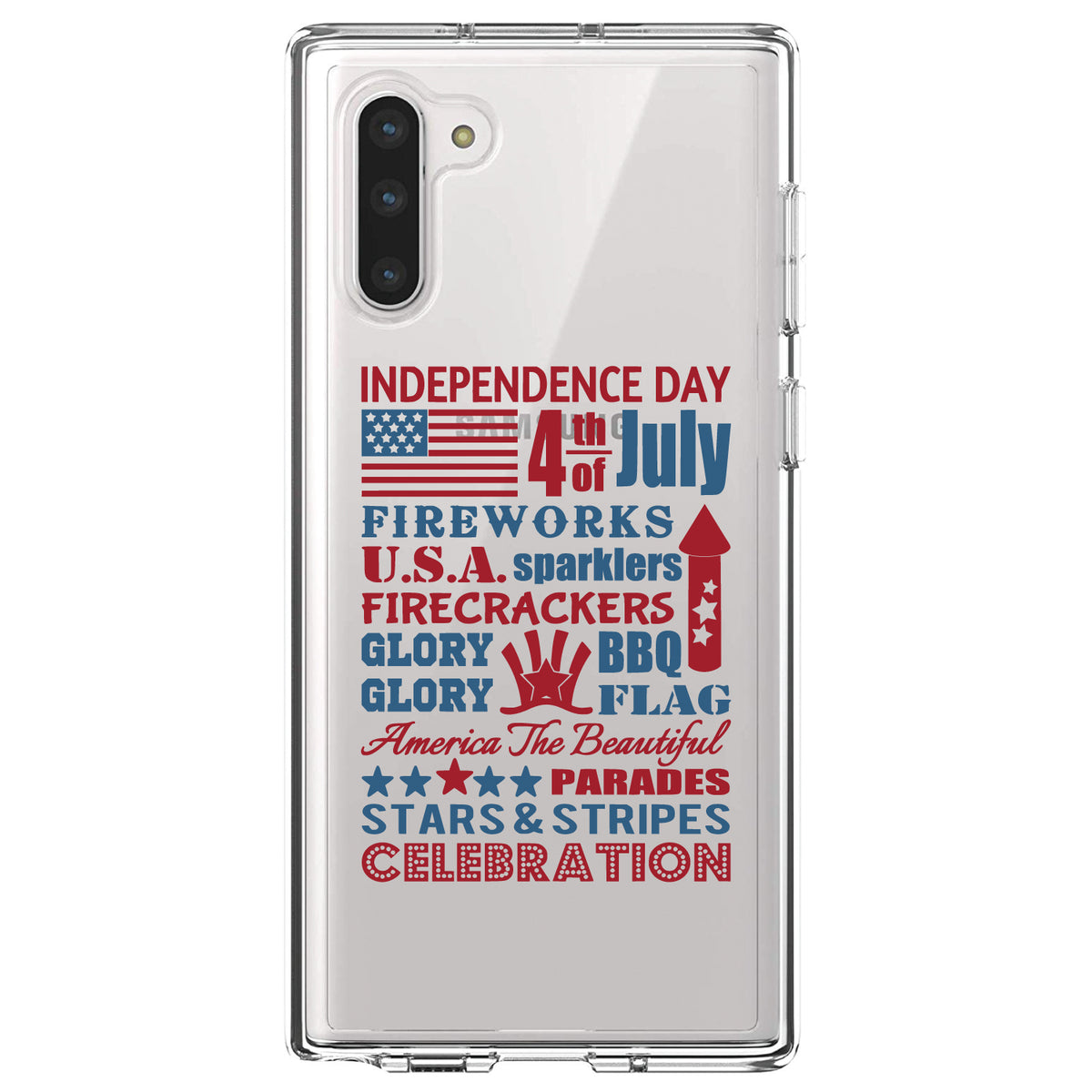 Independence Day Word Art Clear Shockproof iPhone Case, view 9