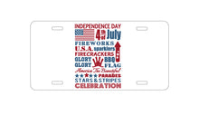 DistinctInk Custom Aluminum Decorative Vanity Front License Plate - Independence Day Word Art