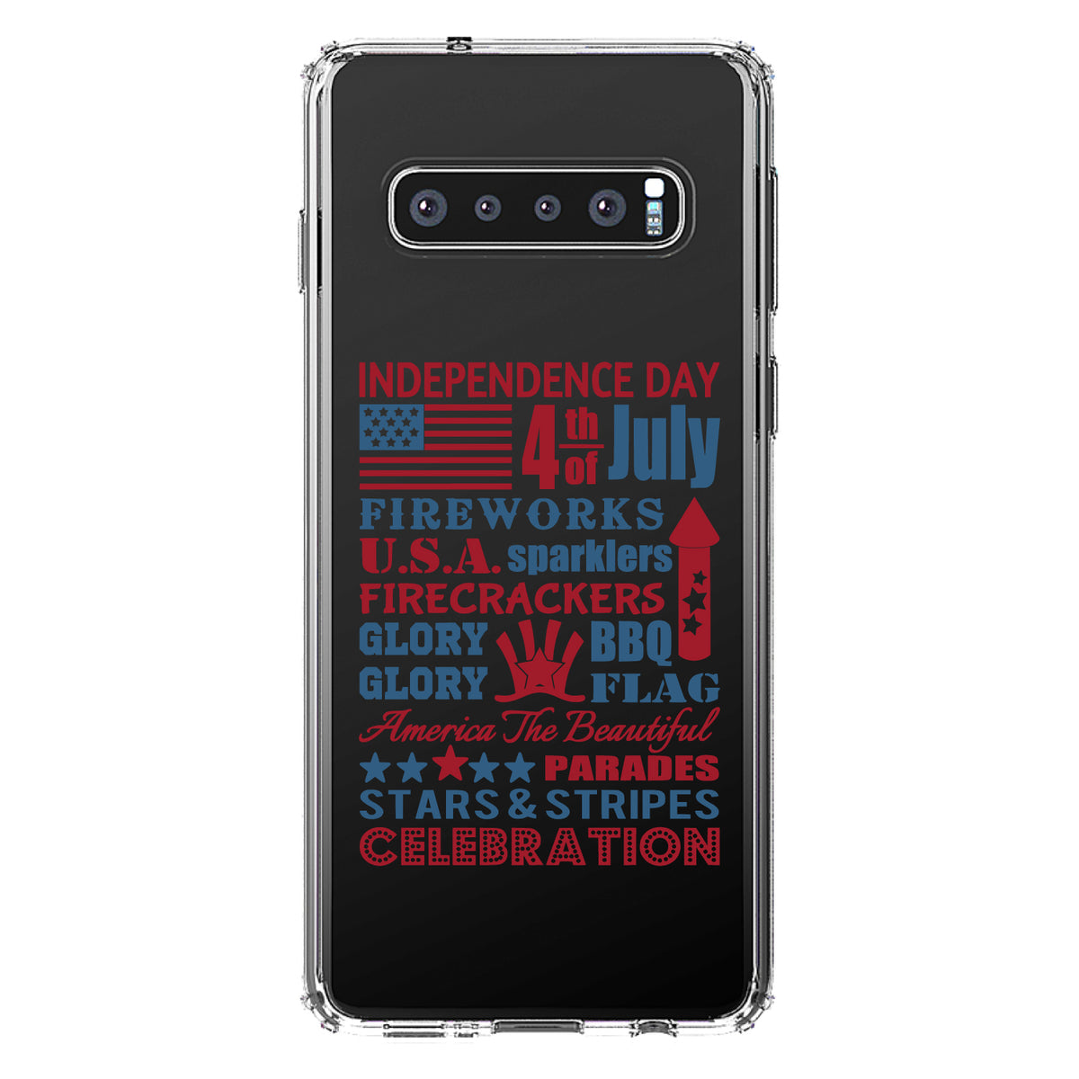 Independence Day Word Art Clear Shockproof iPhone Case, view 17