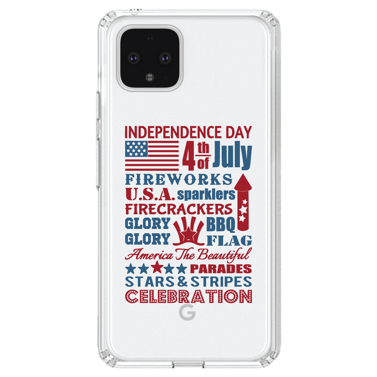 Independence Day Word Art Clear Shockproof iPhone Case, view 24