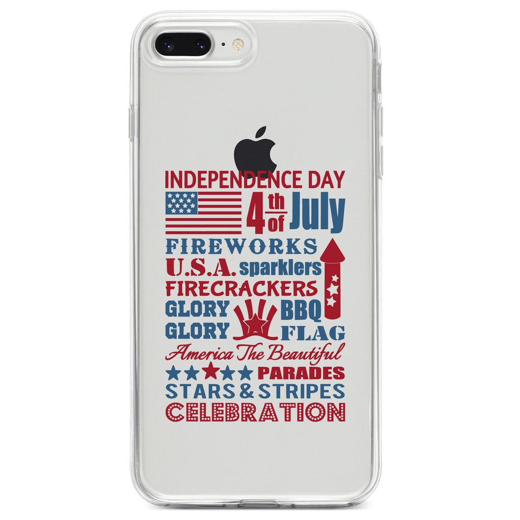 Independence Day Word Art Clear Shockproof iPhone Case, view 6