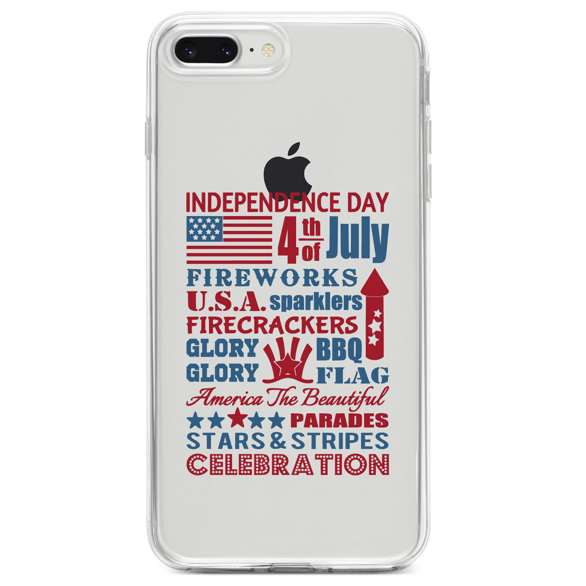 Independence Day Word Art Clear Shockproof iPhone Case, view 6