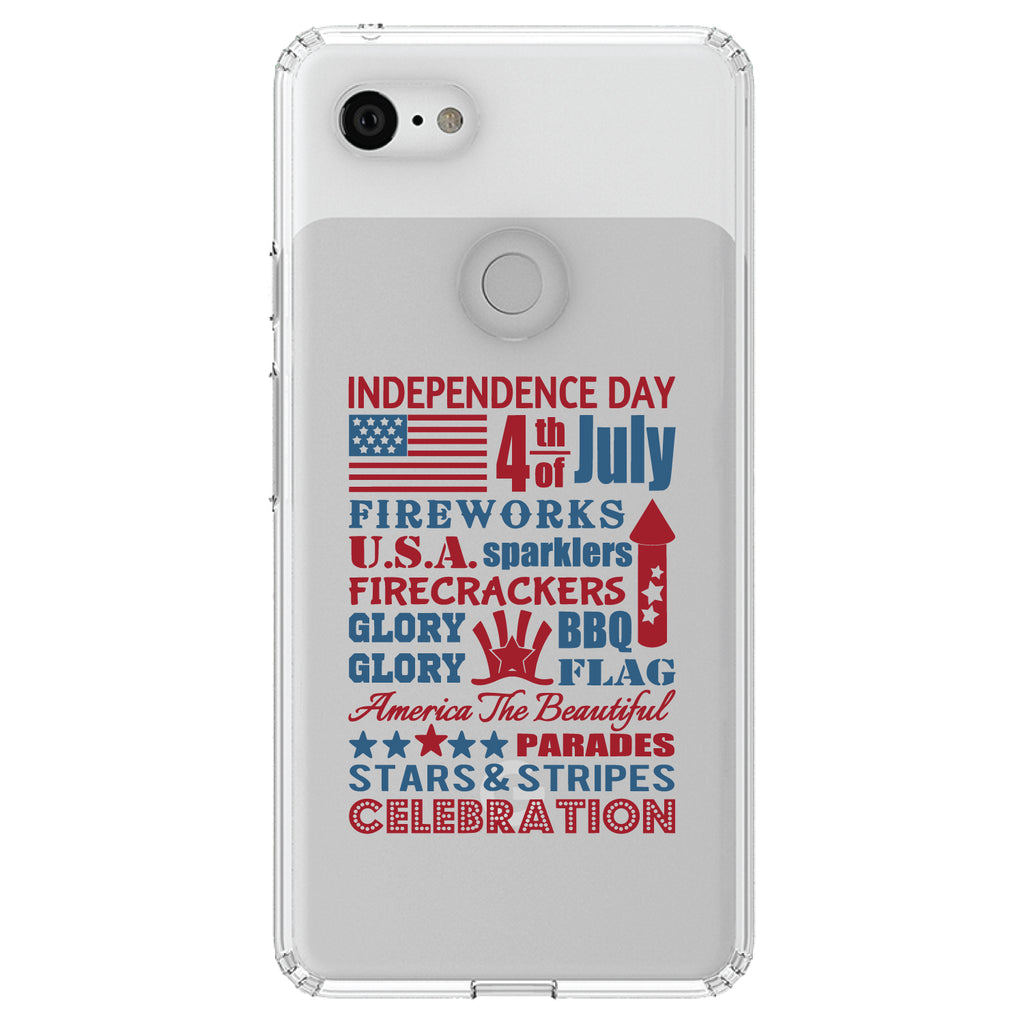Independence Day Word Art Clear Shockproof iPhone Case, view 21