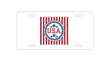 DistinctInk Custom Aluminum Decorative Vanity Front License Plate - USA Banner Flag Red White & Blue