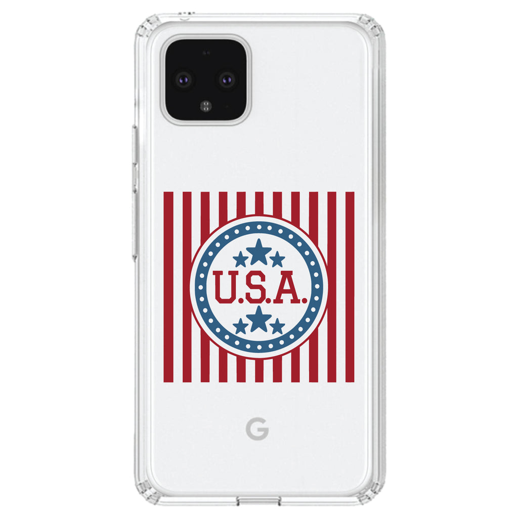 USA Banner Flag Red White & Blue Clear Shockproof iPhone Case, view 23