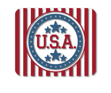 DistinctInk Custom Foam Rubber Mouse Pad - 1/4" Thick - USA Banner Flag Red White & Blue