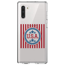 DistinctInk® Clear Shockproof Hybrid Case for Apple iPhone / Samsung Galaxy / Google Pixel - USA Banner Flag Red White & Blue