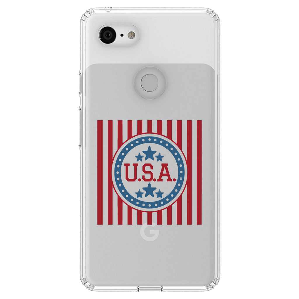 USA Banner Flag Red White & Blue Clear Shockproof iPhone Case, view 22