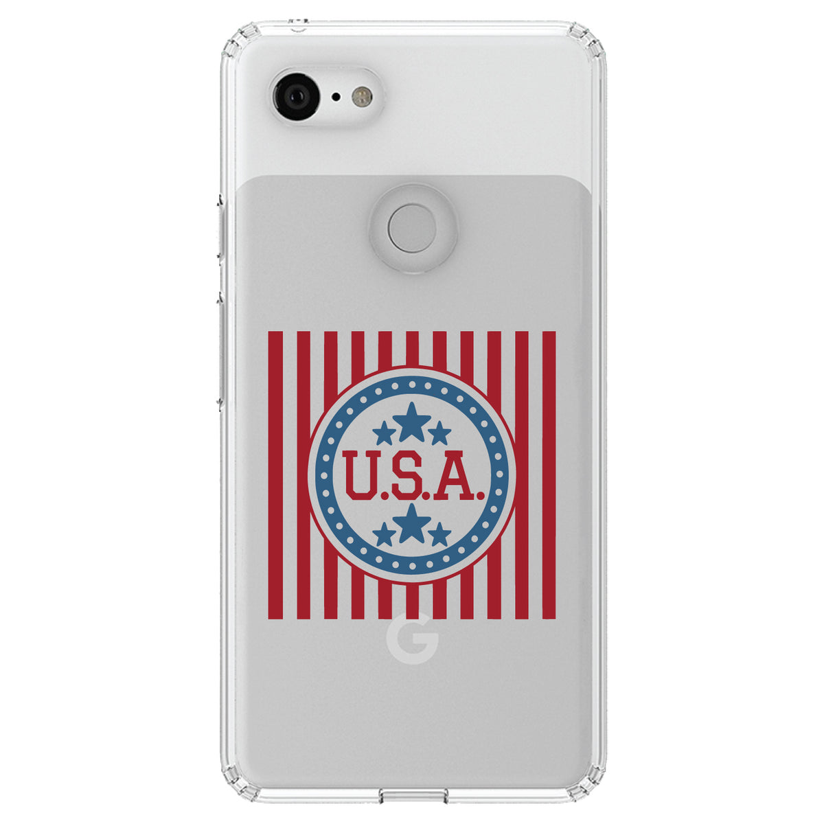 USA Banner Flag Red White & Blue Clear Shockproof iPhone Case, view 22