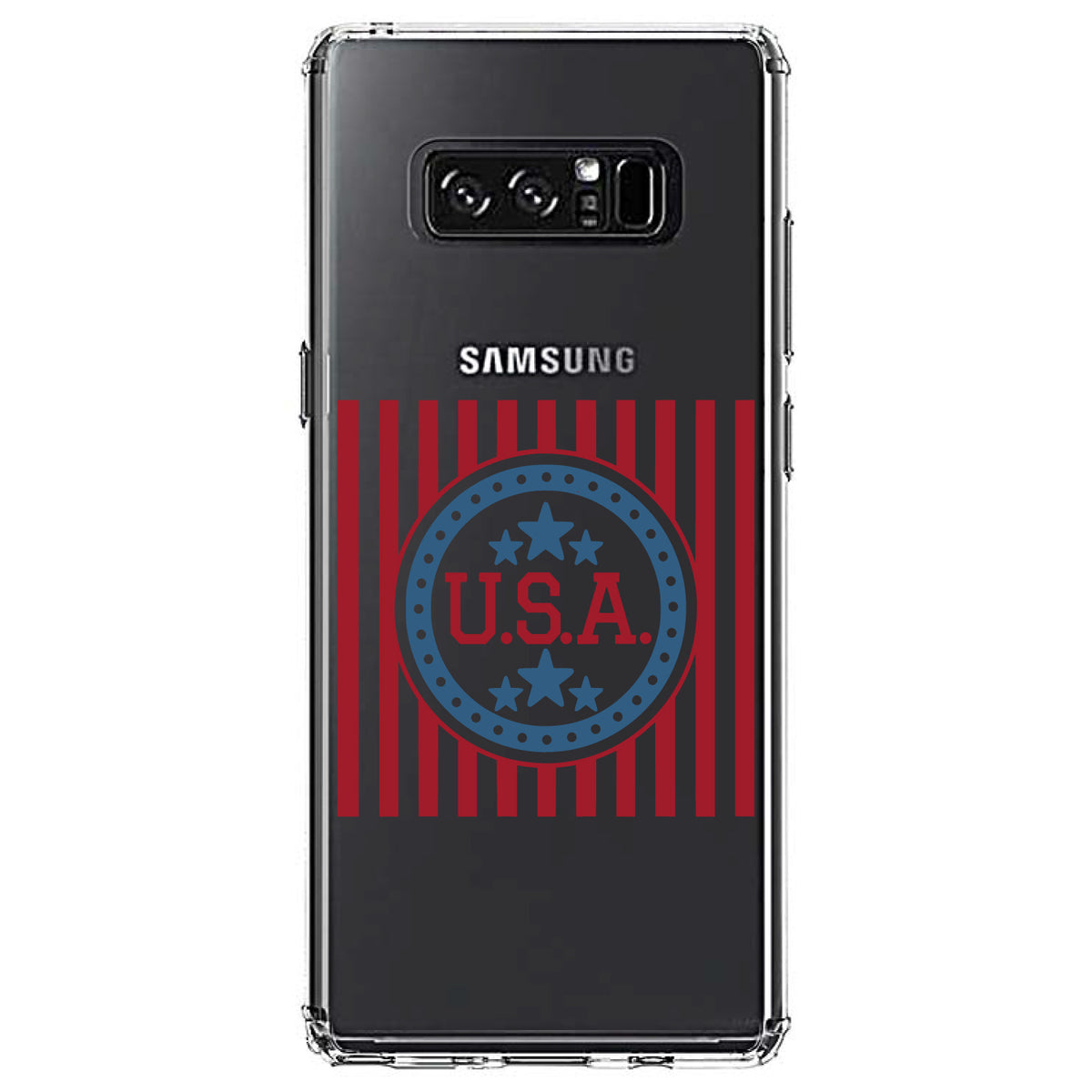 USA Banner Flag Red White & Blue Clear Shockproof iPhone Case, view 12