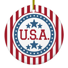 USA Banner Flag Red White & Blue Ceramic Ornament