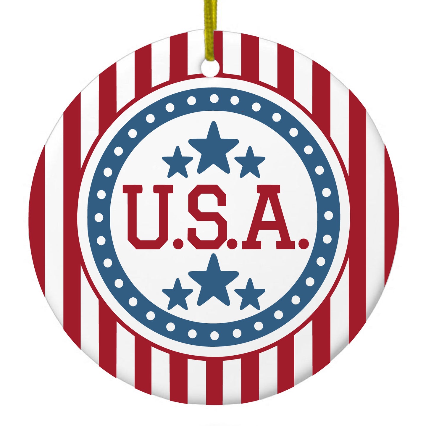 USA Banner Flag Red White & Blue Ceramic Ornament