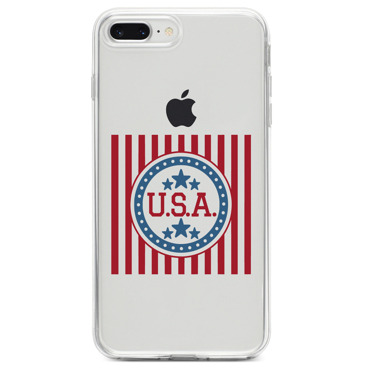 USA Banner Flag Red White & Blue Clear Shockproof iPhone Case, view 6