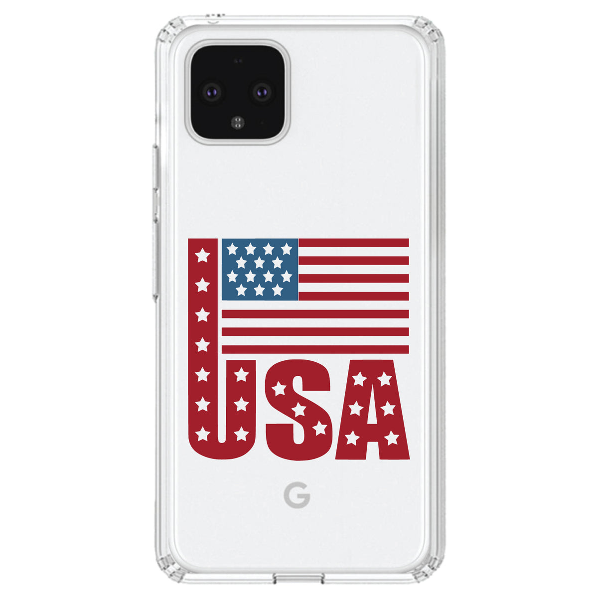 USA Flag Banner Red White & Blue Clear Shockproof iPhone Case, view 24