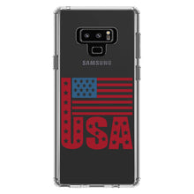 DistinctInk® Clear Shockproof Hybrid Case for Apple iPhone / Samsung Galaxy / Google Pixel - USA Flag Banner Red White & Blue