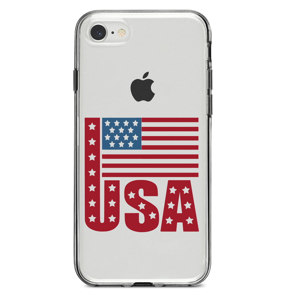 USA Flag Banner Red White & Blue Clear Shockproof iPhone Case, view 5