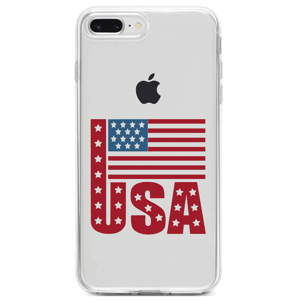 USA Flag Banner Red White & Blue Clear Shockproof iPhone Case, view 6