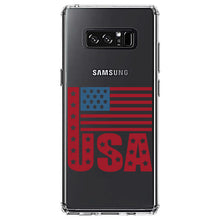 DistinctInk® Clear Shockproof Hybrid Case for Apple iPhone / Samsung Galaxy / Google Pixel - USA Flag Banner Red White & Blue