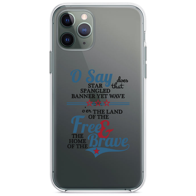 DistinctInk® Clear Shockproof Hybrid Case for Apple iPhone / Samsung Galaxy / Google Pixel - Star Spangled Banner - Home of the Brave