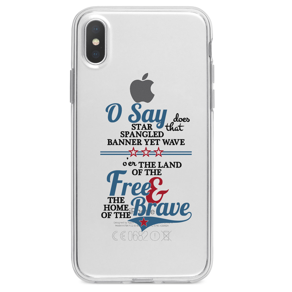 Star Spangled Banner, Home of the Brave Clear Shockproof iPhone Case, view 3