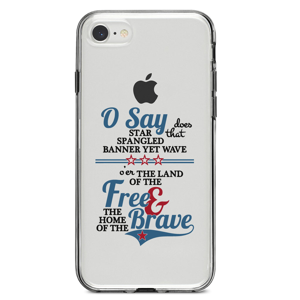 Star Spangled Banner, Home of the Brave Clear Shockproof iPhone Case, view 5