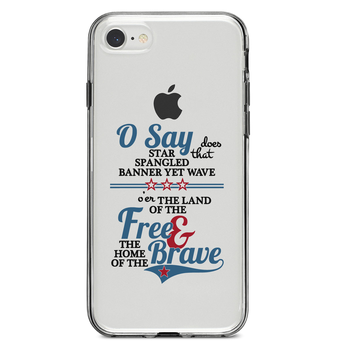 Star Spangled Banner, Home of the Brave Clear Shockproof iPhone Case, view 5