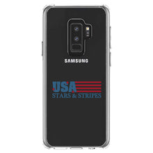 DistinctInk® Clear Shockproof Hybrid Case for Apple iPhone / Samsung Galaxy / Google Pixel - USA Flag Stars & Stripes