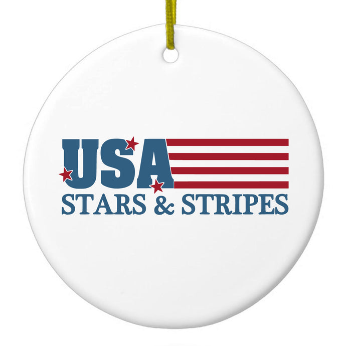USA Flag Stars & Stripes Ceramic Ornament