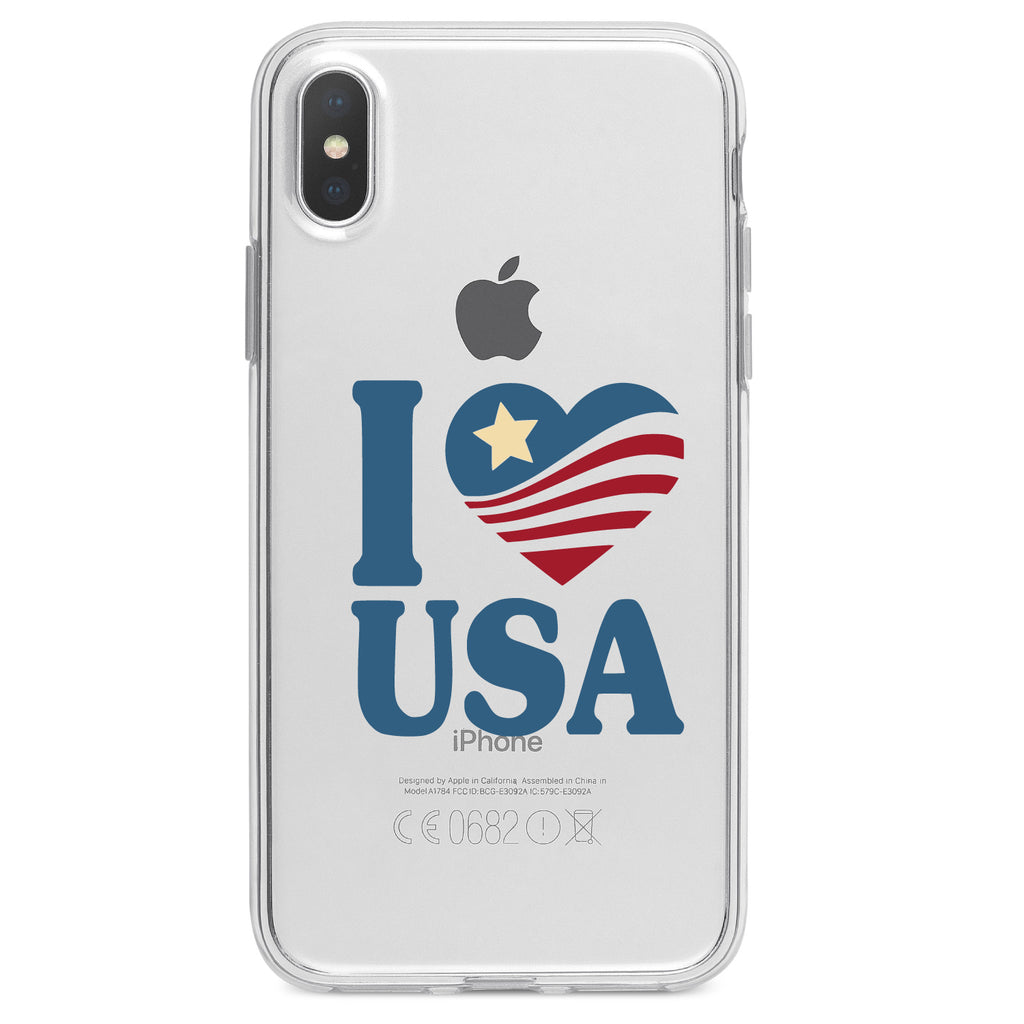 I Love USA Flag Clear Shockproof iPhone Case, view 4