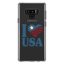 DistinctInk® Clear Shockproof Hybrid Case for Apple iPhone / Samsung Galaxy / Google Pixel - I Love USA Flag