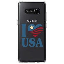 DistinctInk® Clear Shockproof Hybrid Case for Apple iPhone / Samsung Galaxy / Google Pixel - I Love USA Flag