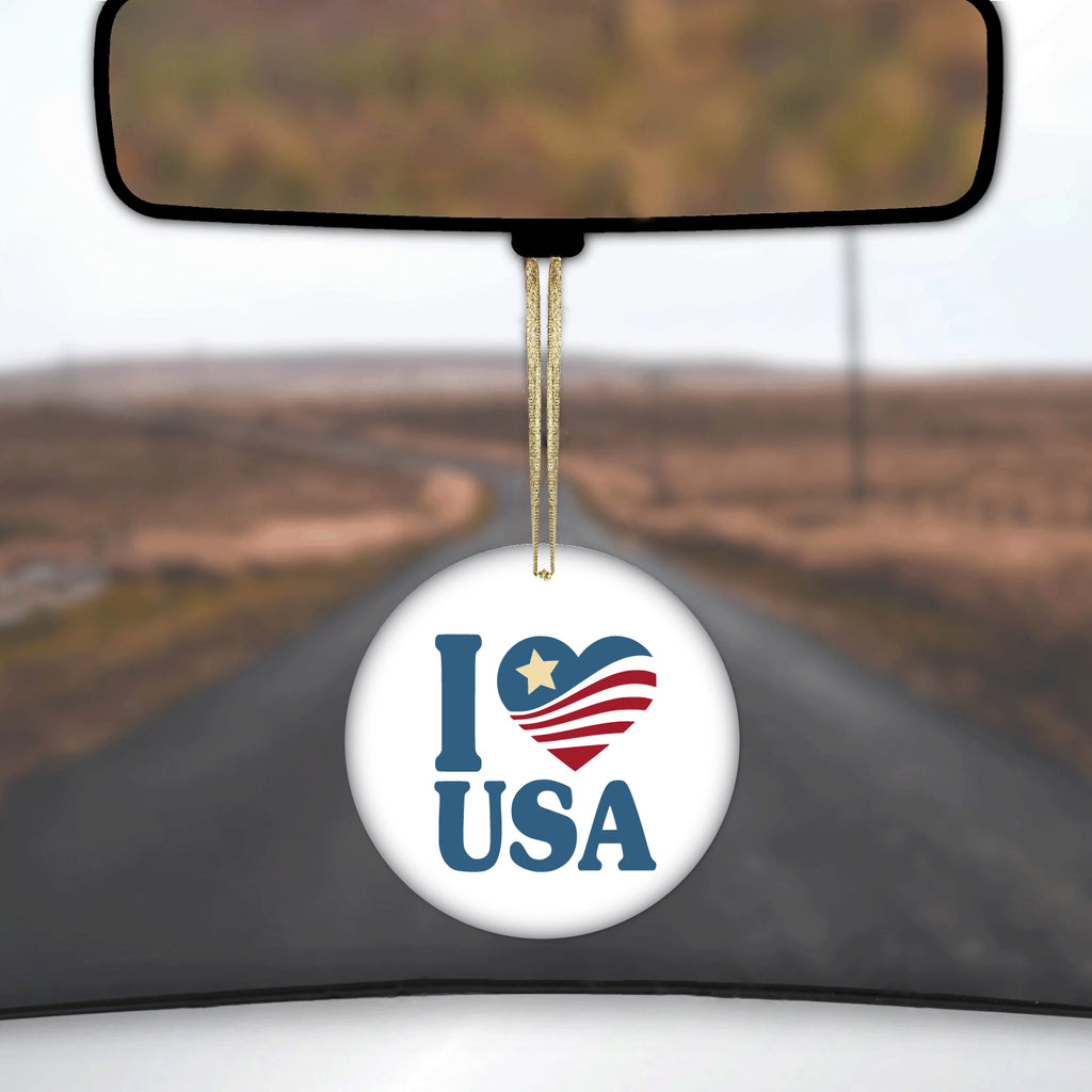 I Love USA Flag Ceramic Ornament, view 3