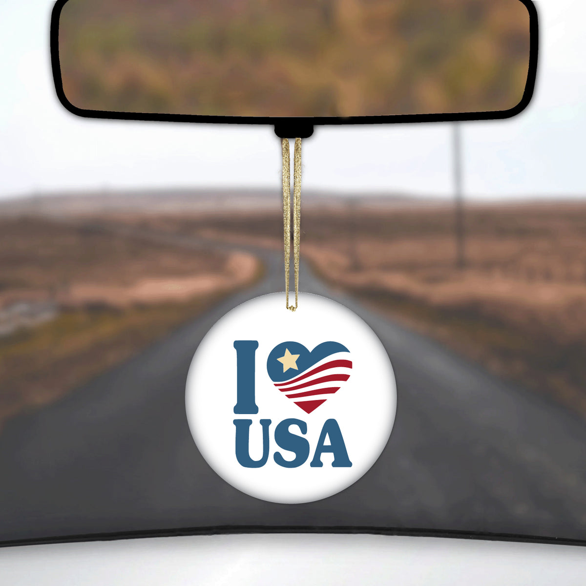 I Love USA Flag Ceramic Ornament, view 3
