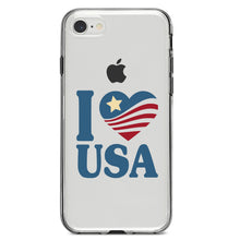 DistinctInk® Clear Shockproof Hybrid Case for Apple iPhone / Samsung Galaxy / Google Pixel - I Love USA Flag