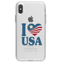 DistinctInk® Clear Shockproof Hybrid Case for Apple iPhone / Samsung Galaxy / Google Pixel - I Love USA Flag