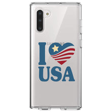 DistinctInk® Clear Shockproof Hybrid Case for Apple iPhone / Samsung Galaxy / Google Pixel - I Love USA Flag