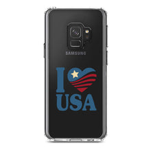DistinctInk® Clear Shockproof Hybrid Case for Apple iPhone / Samsung Galaxy / Google Pixel - I Love USA Flag